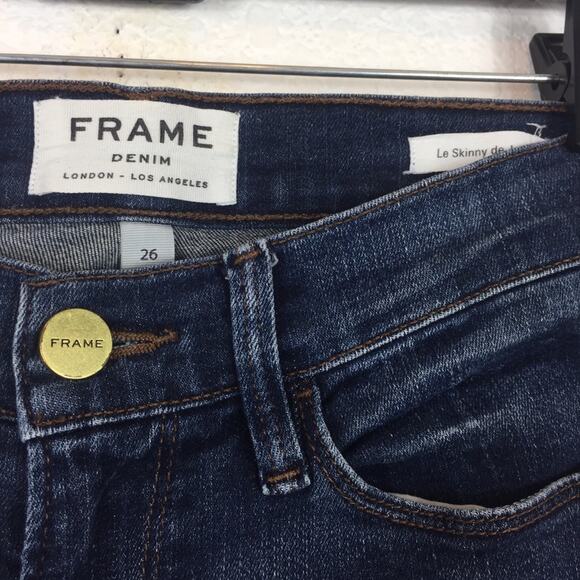 Frame Le Skinny De Jeanne Mid Rise Dark Wash Skinny Jeans Size 26 Y2K 90s - Picture 5 of 12